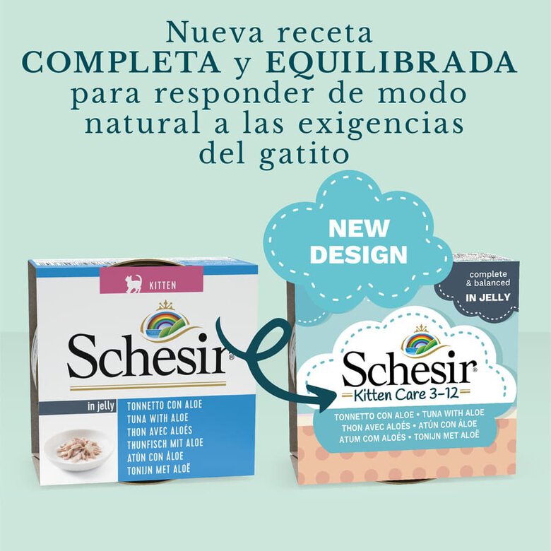 Schesir Kitten atún con aloe lata para gatitos, , large image number null